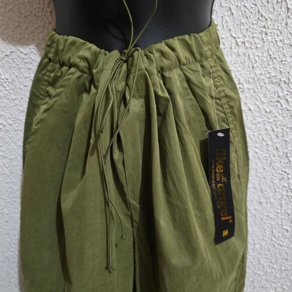 Like An Angel Elastic Waist Hiking athletic Olive Green Cargo Pants M - Picture 4 of 6